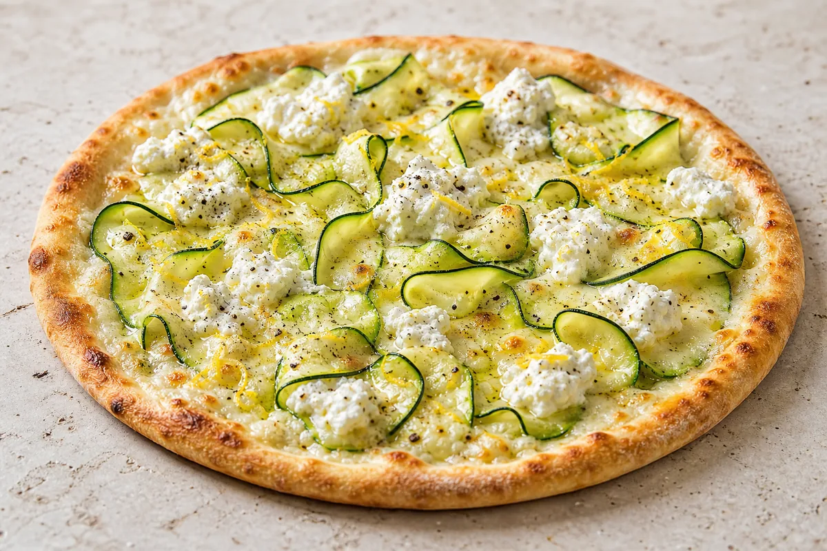 pizza courgette ricotta citron avec pâte dorée