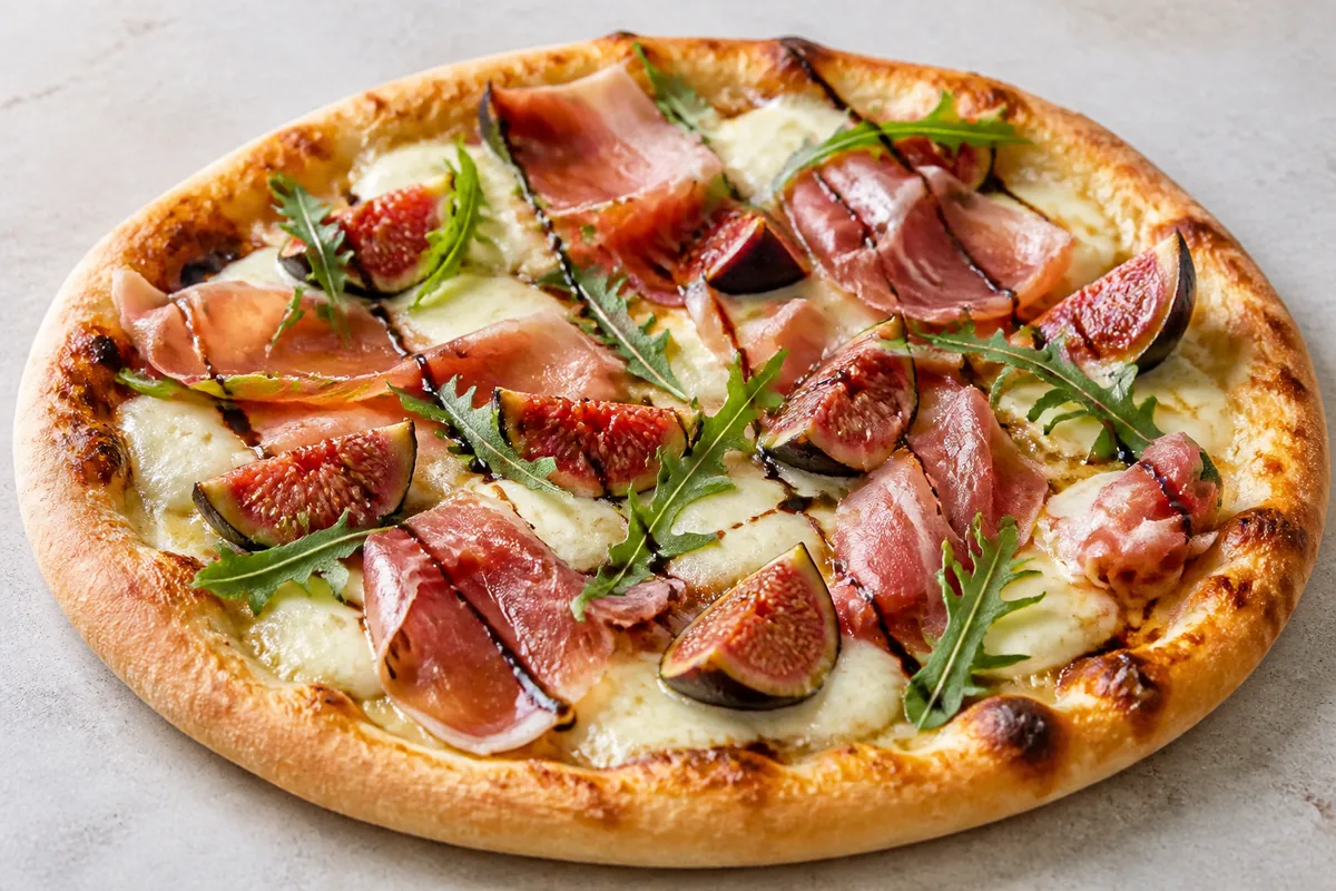 pizza figue jambon cru avec roquette