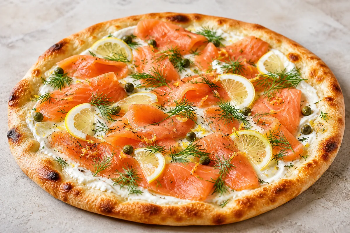 pizza saumon citron aneth avec base crème