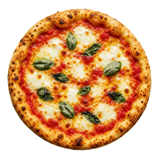 Pizza réaliste seule, logo PizzaVibes